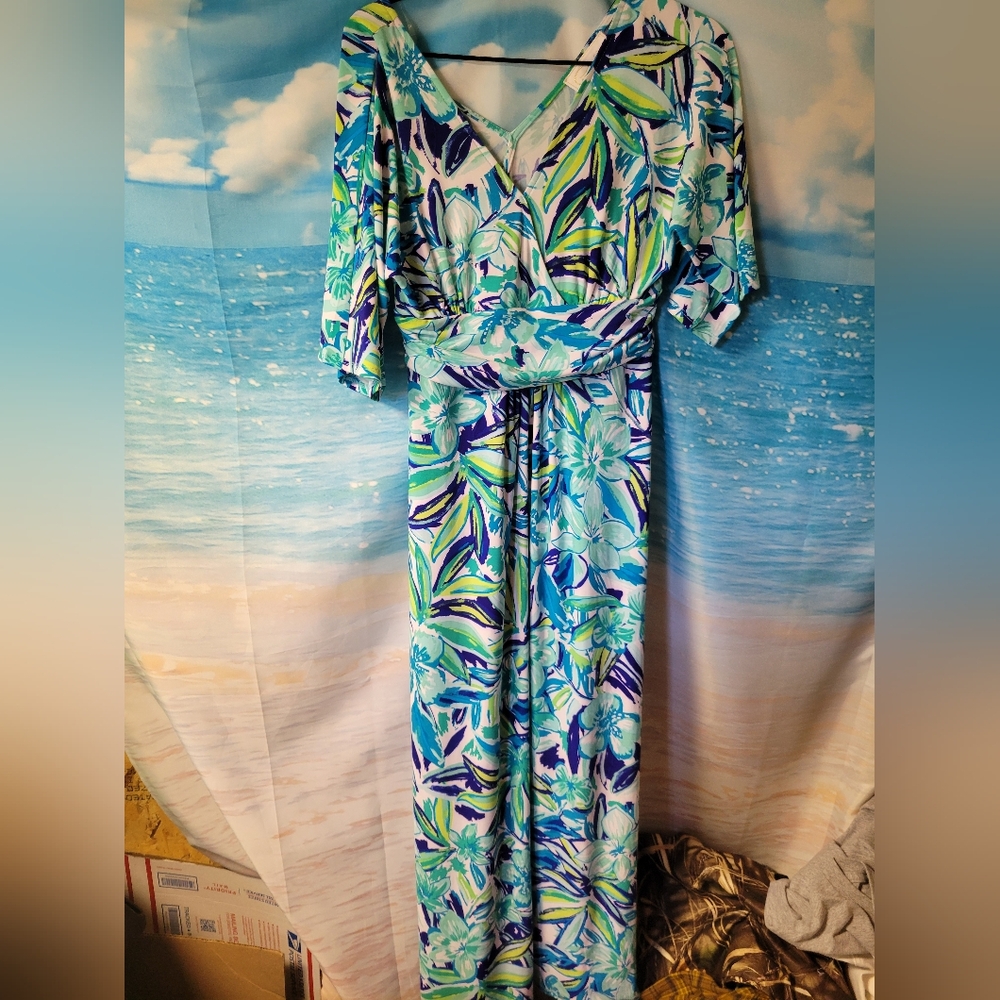 Cappagallo NWOT Womens Long Dress Tropical Print Size Small